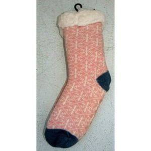 Carnival Fashion Pink Blue Sherpa Lined Socks with Grippers Toes - One Size NWT